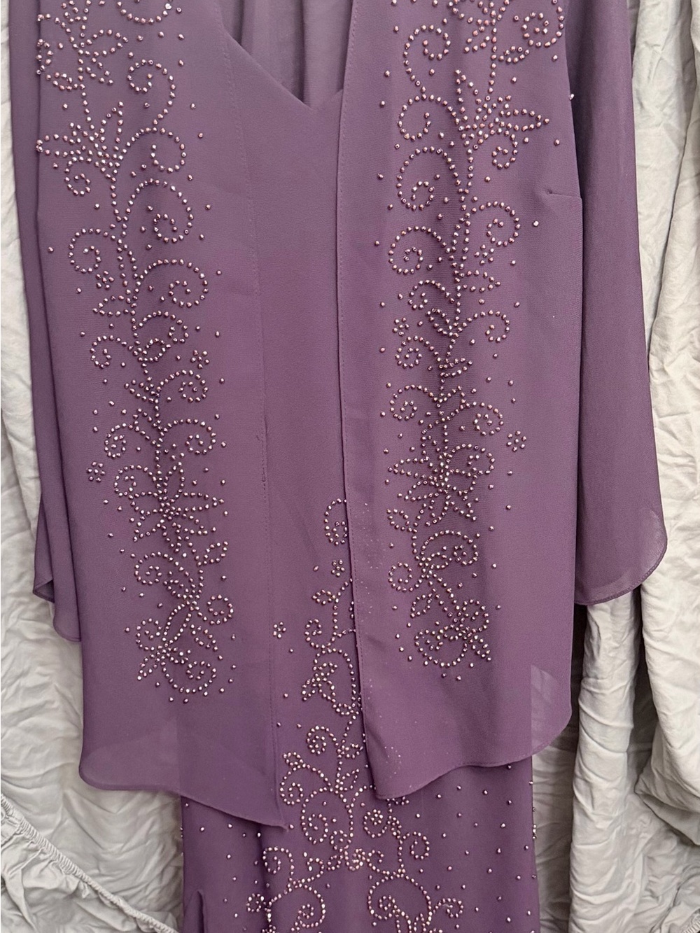 Catherines Lavender Beaded Evening Dress Set
